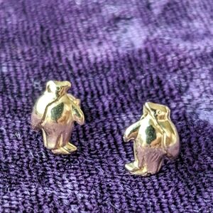 Solid Gold Penguin Stud Earrings, Suitable For A Child, 9K (375)